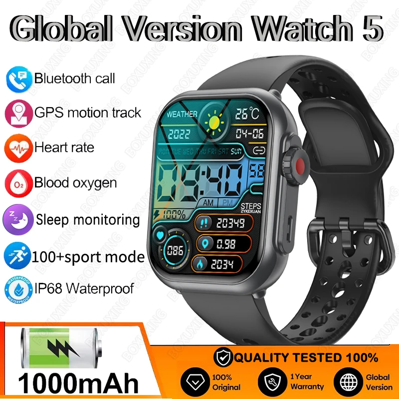 

2026 New Global Version Watch 5 GPS Track Watch Ultra K62 Smart Watch 1000mAh 1.85" AMOLED Bluetooth call Smartwatch Men Women