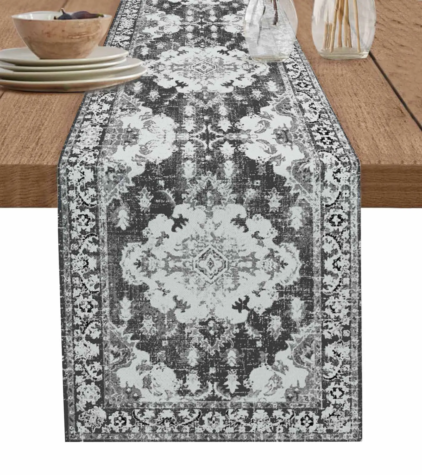 Retro Carpet Texture Gray Table Runner Decoration Home Decor Dinner Table Decoration Table Decor