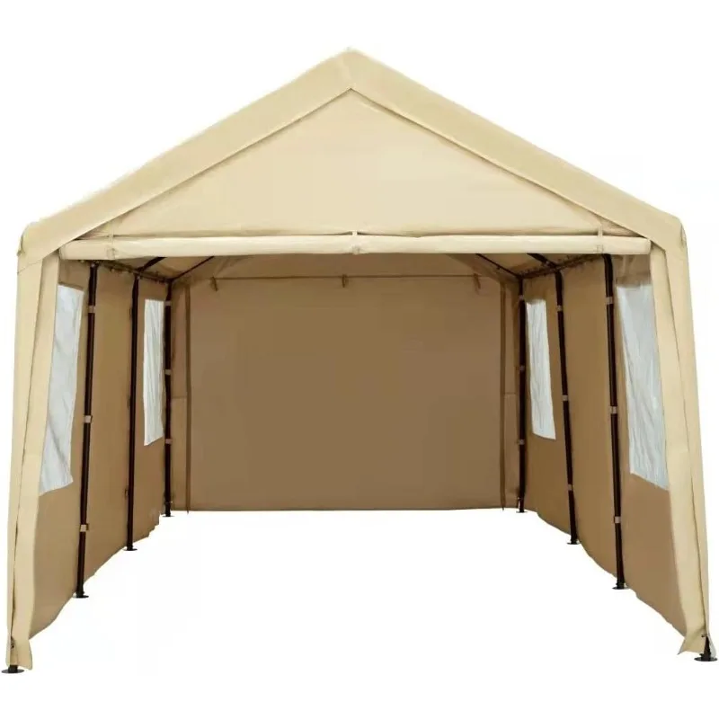 

Carport Canopy 10x20ft Heavy Duty with Removable Sidewalls & Doors, Portable Car Port Garage Shelter UV Resistant