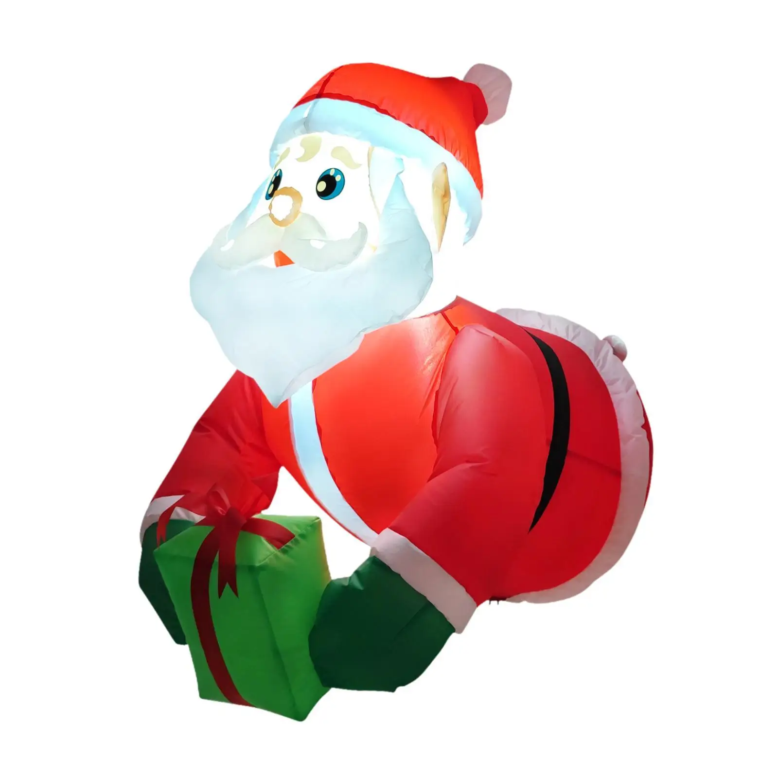 Outdoor Inflatable Santa Decoration with LED Light Premium Polyester Christmas Yard Ornament for Lawn Party