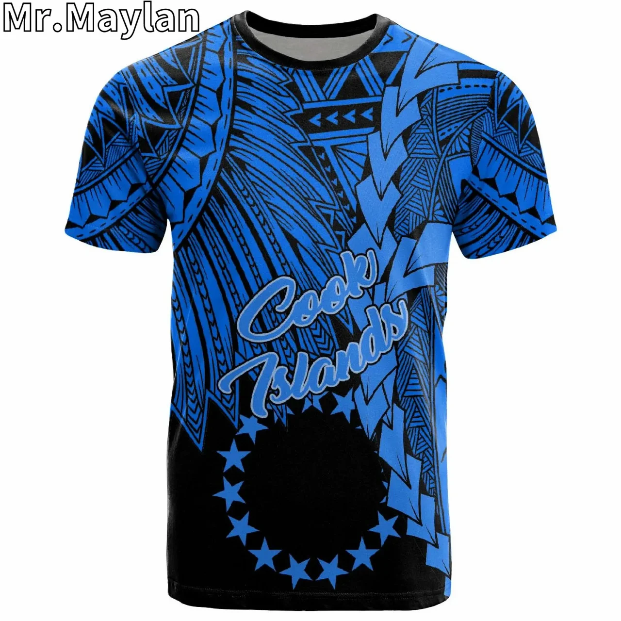 Personalised 3D Cook Island Polynesian Hawaii T-Shirt Tribal Wave Tribal Tattoo Blue Tshirt Men Women Streetwear Unisex Tee Tops