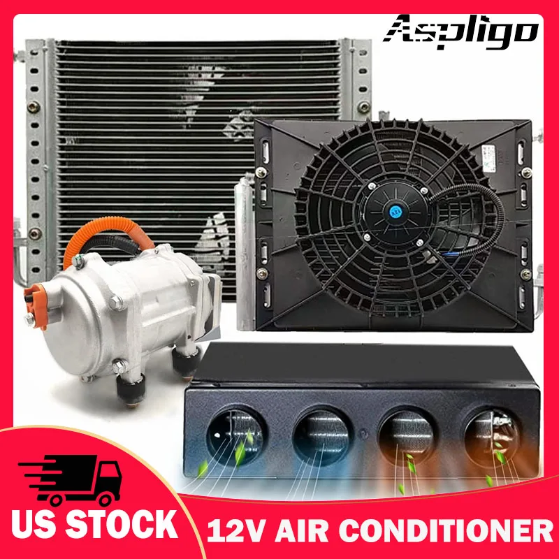 

Aspligo Heat and Cool Car Air Conditioner System AC 12V 24V New Energy Parking Conditioning for Tractor Truck Camper Van Caravan