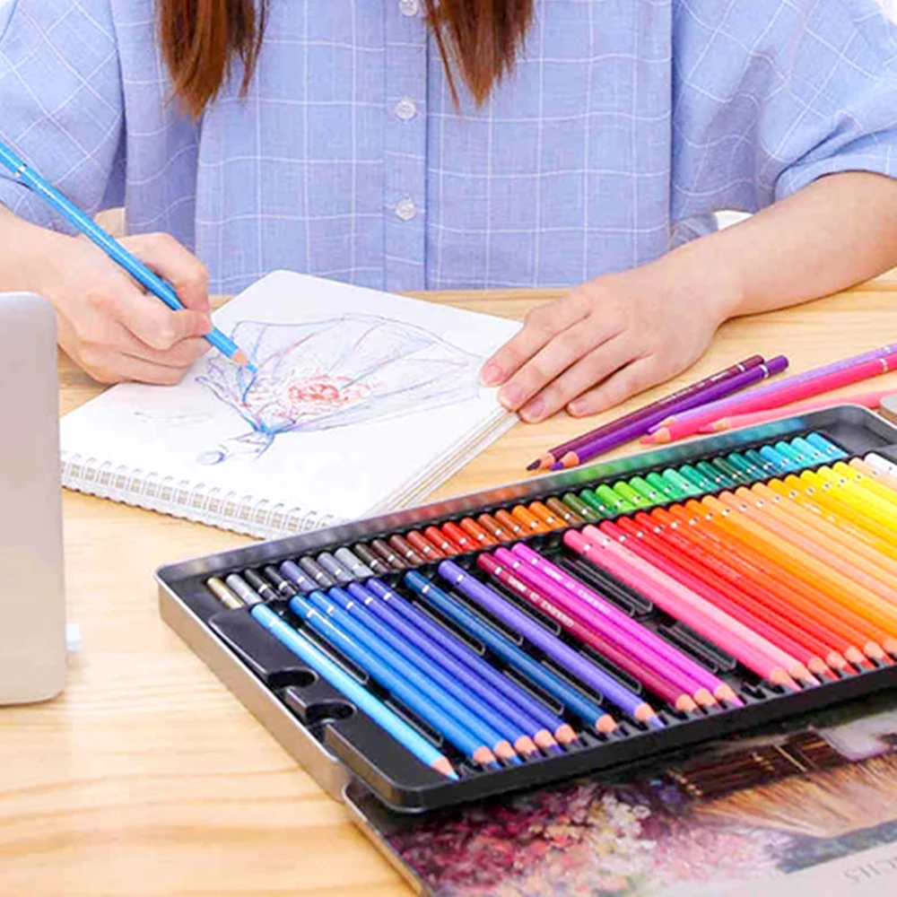 12/24/48/72/120 색 오일 우드 색연필 수채화 연필 스케치 드로잉 연필 세트, 학교 어린이 그림 미술 용품