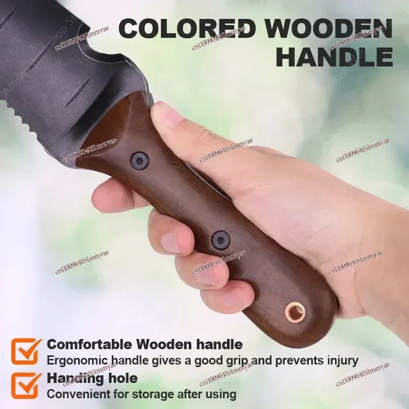 

440 Stainless Steel Wood Handle Utility Garden Tools Digging Hori Hori Knife With Leather for Weeding