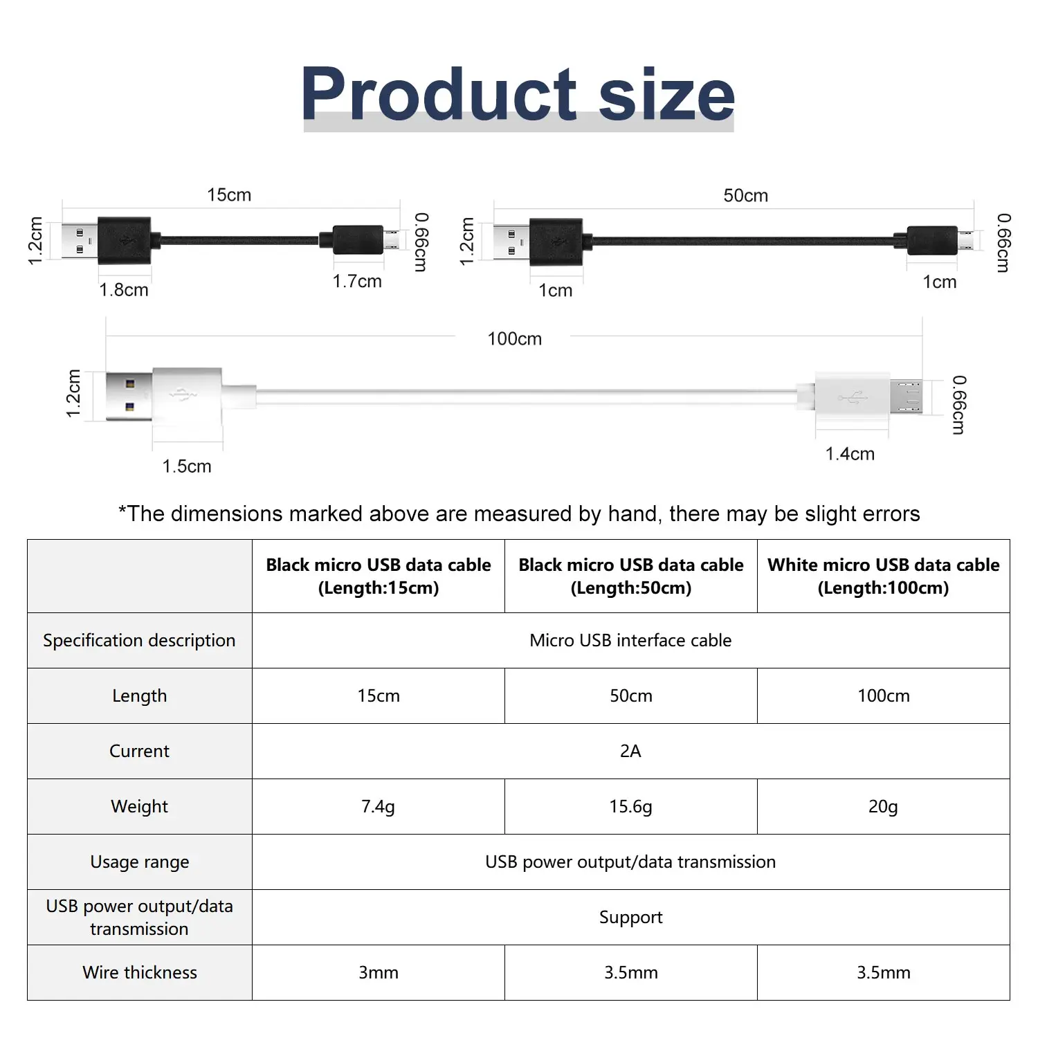 Micro USB Data Cable White 100CM Black 50CM 15CM For Microbit Board Programming Andriod Phones Data Cables Micro usb Data Cable