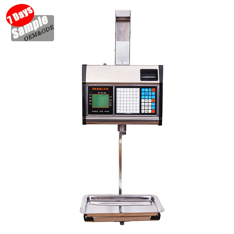 RONGTA 30KGS SEA FOOD STAINLESS SUPER MARKET HANGING LABEL SCALE Two Line LCD Display Model RLS1315/RLS1330