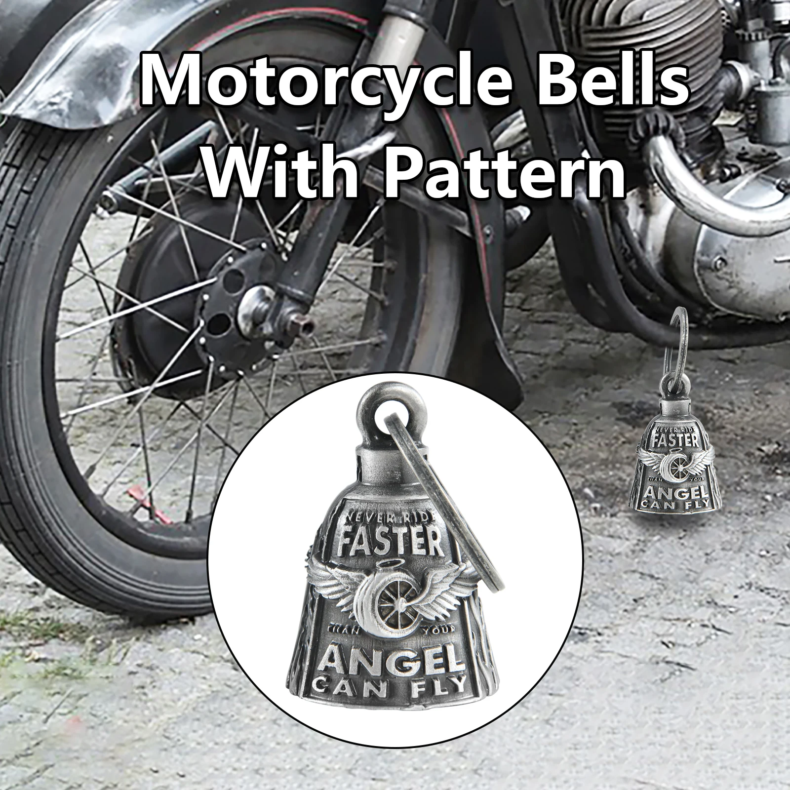 Motorcycle Bell Guardian Angel Drive Away Gremlin, Biker Bell for Men Women Rider Riding, Good Luck Gift
