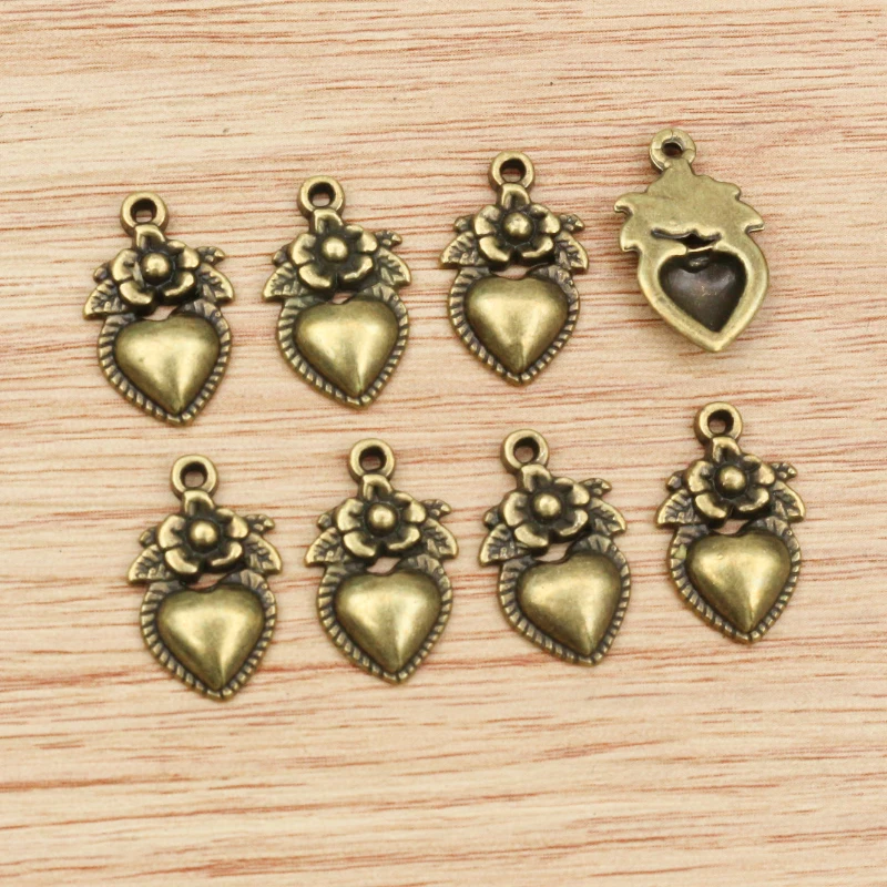 20pcs 18x11mm Antique Silver Plated and Bronze Plated Heart Handmade Charms Pendant:DIY for bracelet necklace