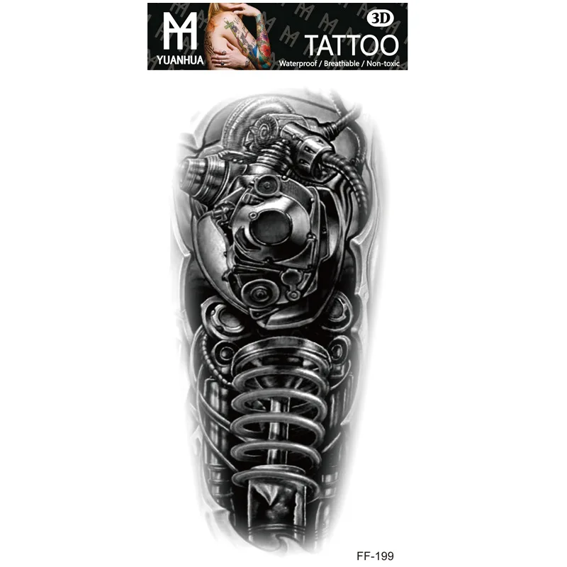 Size:208x95mm New Waterproof Animal, Terrifying Temporary Tattoo Tiger Head Totem Tattoo Sticker