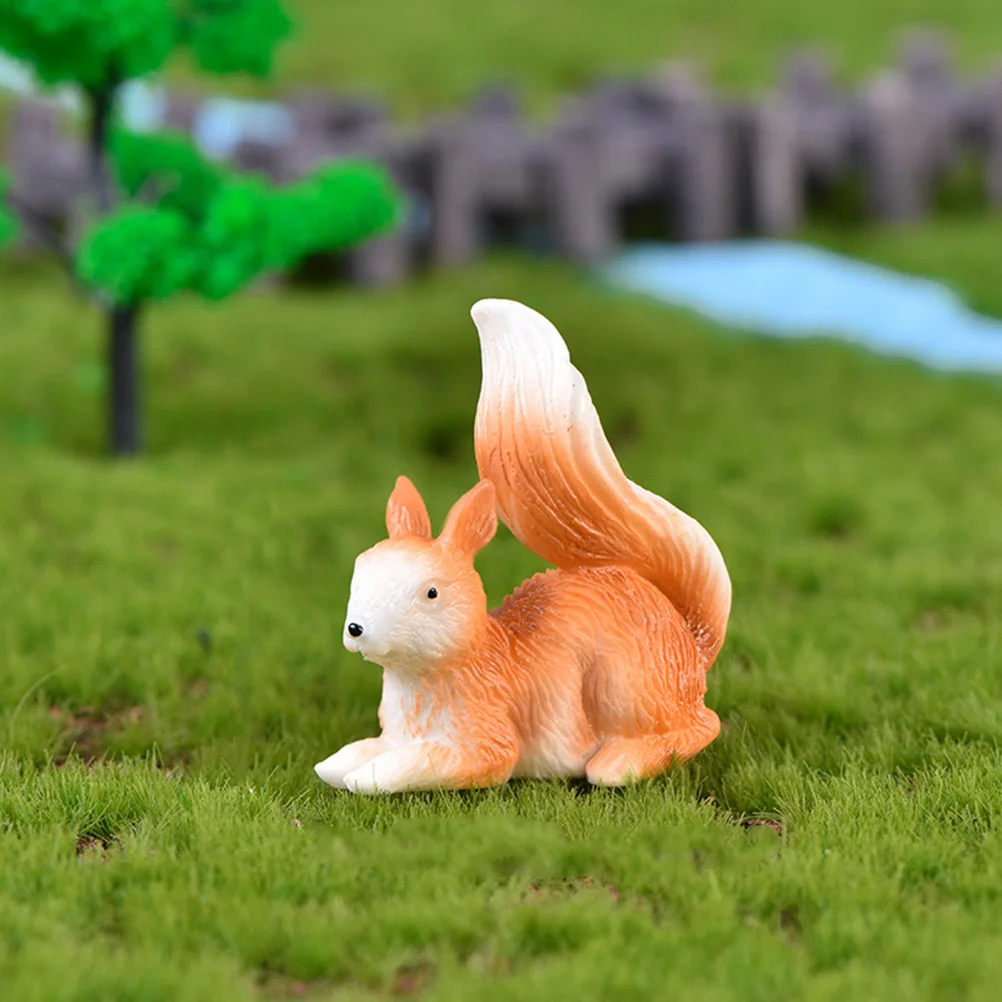 

6pcs Mini Squirrel Figurines Resin Small Animal Decor For Garden Micro Landscape Desktop Dashboard Bookshelf Ornament