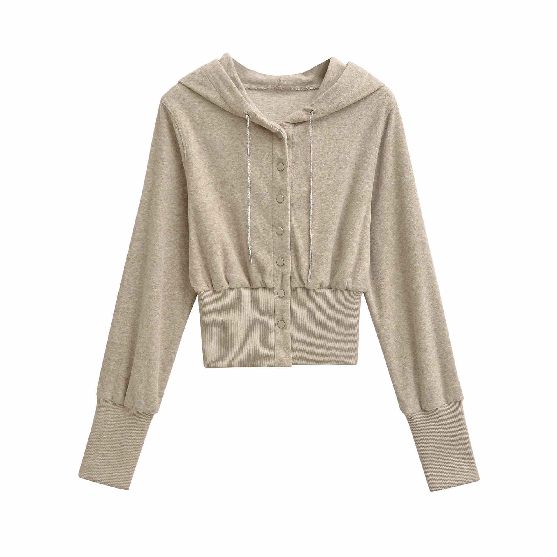 

Женский кардиган с капюшоном, на пуговицах спереди, с капюшоном на шнурке, из мягкой эластичной ткани, для повседневного, стильного и расслабленного образа 2GXQ