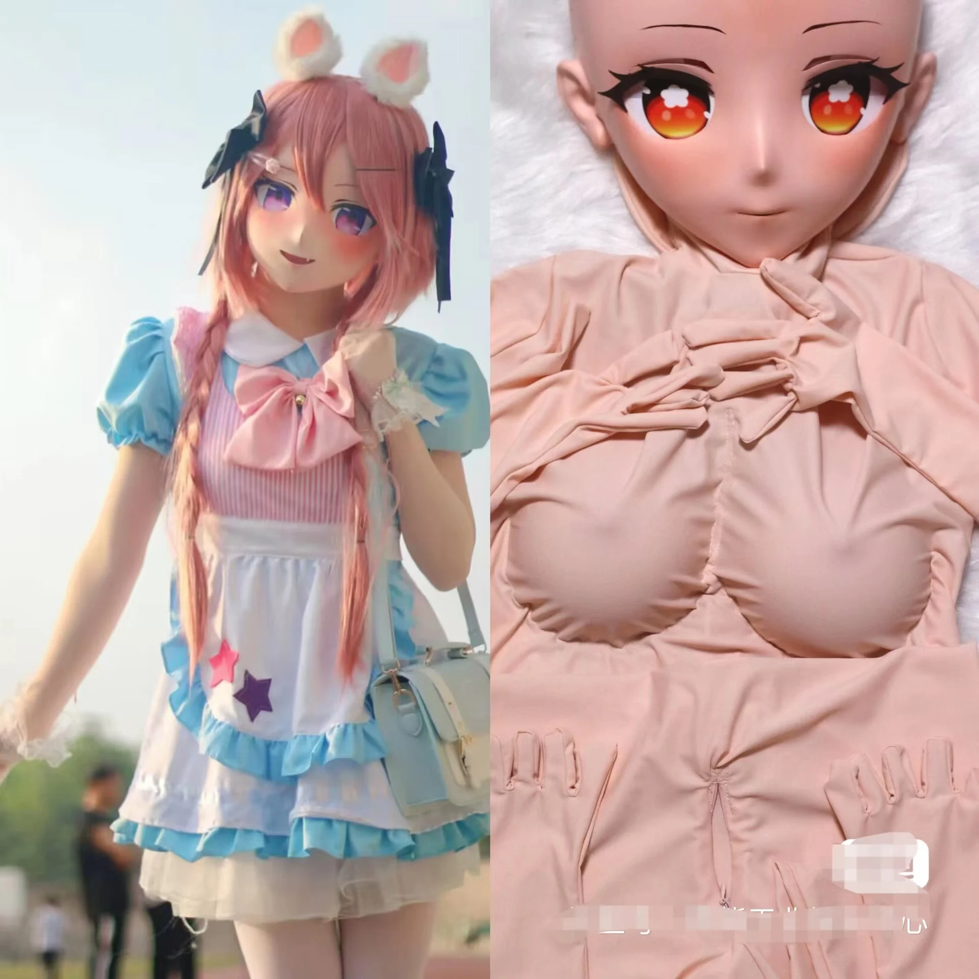 Vestido cruzado personalizado, traje de cuerpo de segunda piel con escote, línea de pecho, copa de B-F, kigurumi, zentai