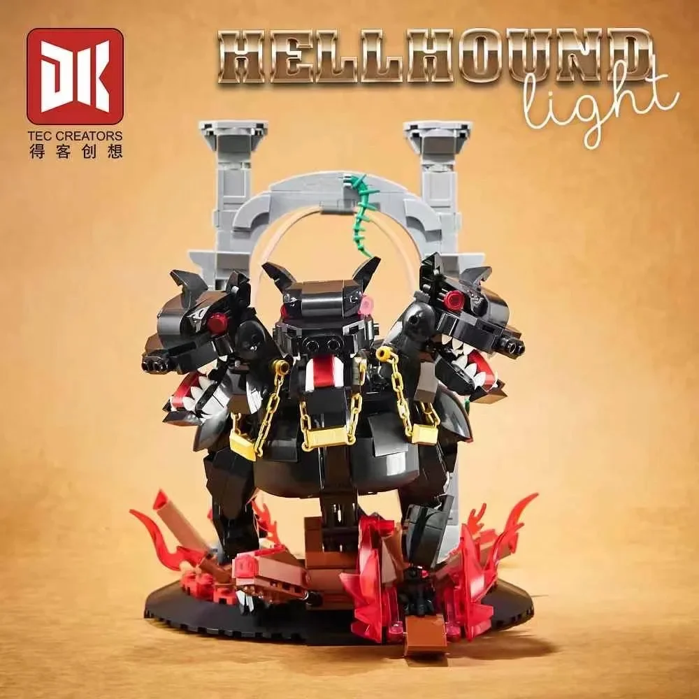 Cool Harry Potter Hellhound bloques de construcción MOC Magic World Dog rompecabezas 3D modelo DIY Mini ladrillos figura juguete para regalo de cumpleaños