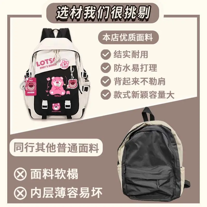 Sanrio-mochila escolar de oso de fresa para estudiantes, bonita mochila impermeable de gran capacidad, informal de dibujos animados de Anime, nueva