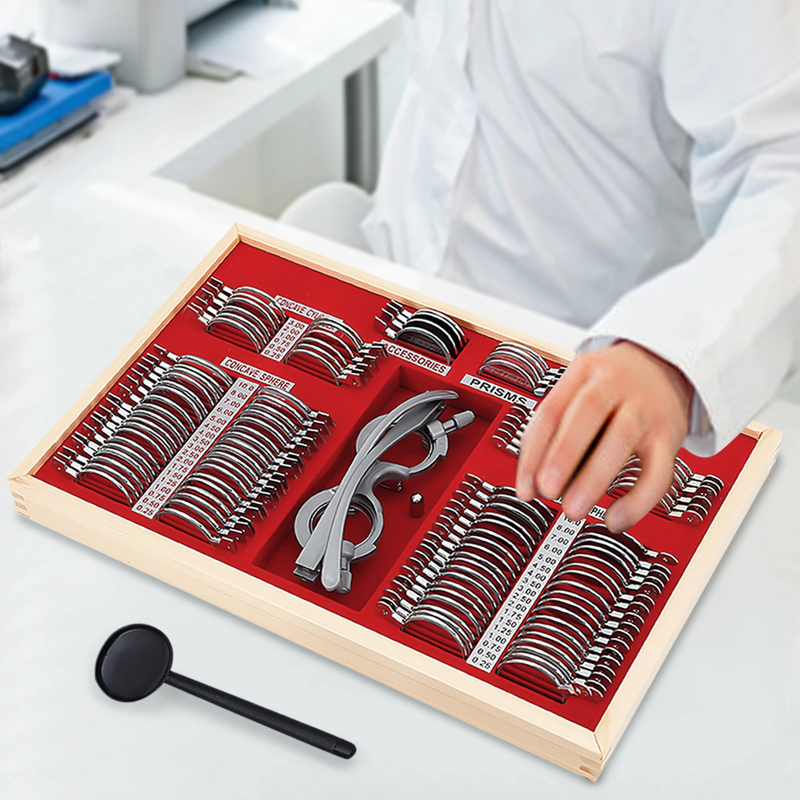 104-teiliges Set für optische Testlinsen, Testlinsen-Set, Testlinsen-Set für Optometristen, Sehbehälter