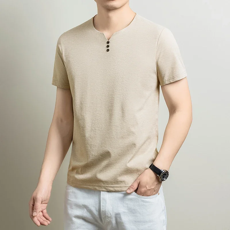 Mens Casual Henley Neck T Shirts Short Sleeve Soft Breathable Comfortable Fashion Tops for Men Daily Wear Streetwear Summer image 3