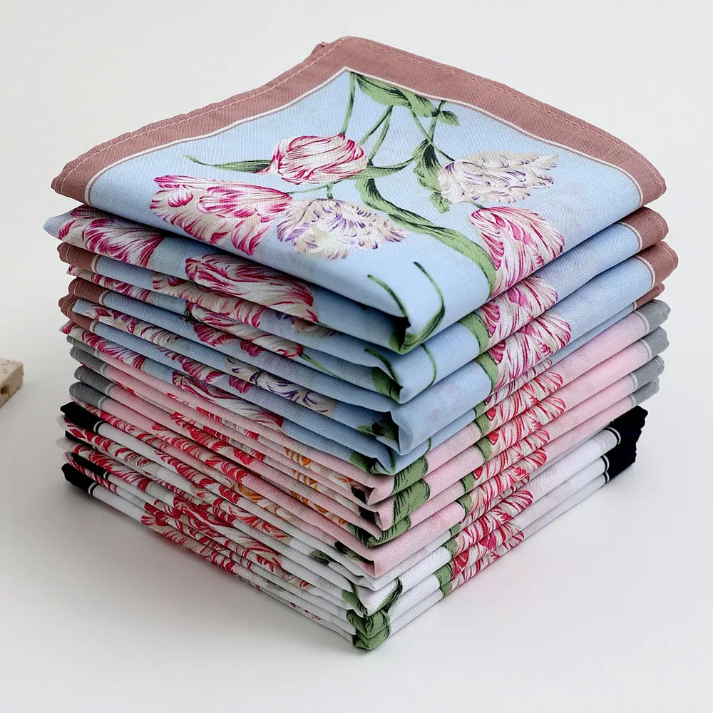 

3 Packs of Elegant Flower Handkerchiefs for Women, Pure Cotton Sweat Towels, Flap Pocket Pants Towels, Wedding Supplies