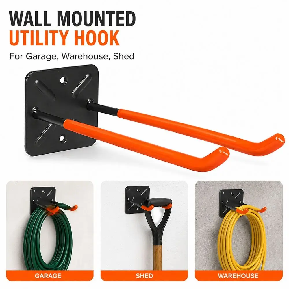 1Pcs Iron Garage Storage Hook Screw Installation Wall Mounted Wall Mounted Hook Anti Rust Slip Resistant Yard Tool Rack