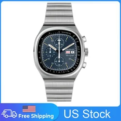 Hruodland 2023 New Vinatge Quartz Chronograph Men Watches Sapphire Glass Blue Black Stainless Steel Fashion Wristwatch for Men