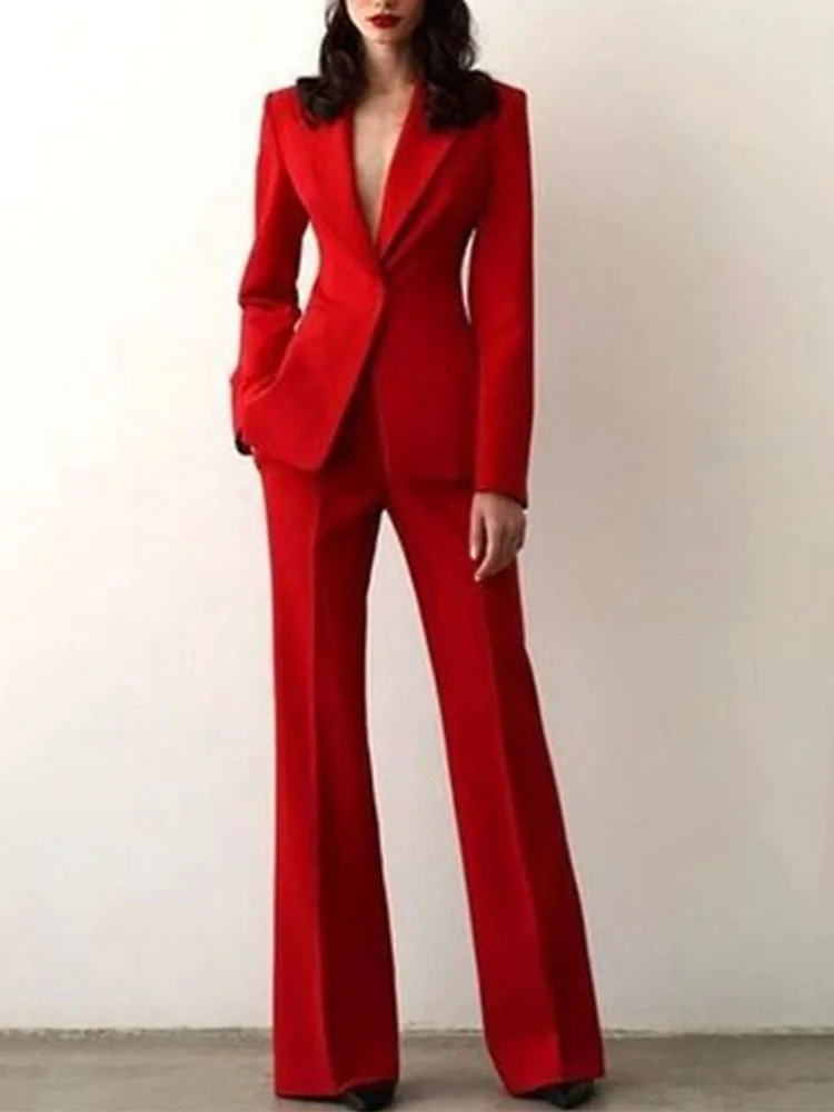 

Women Suit 2 Pcs Single Button Solid Slim For Wedding Business Work Office Daily Commute Casual Set BlazerAndPantsкостюм