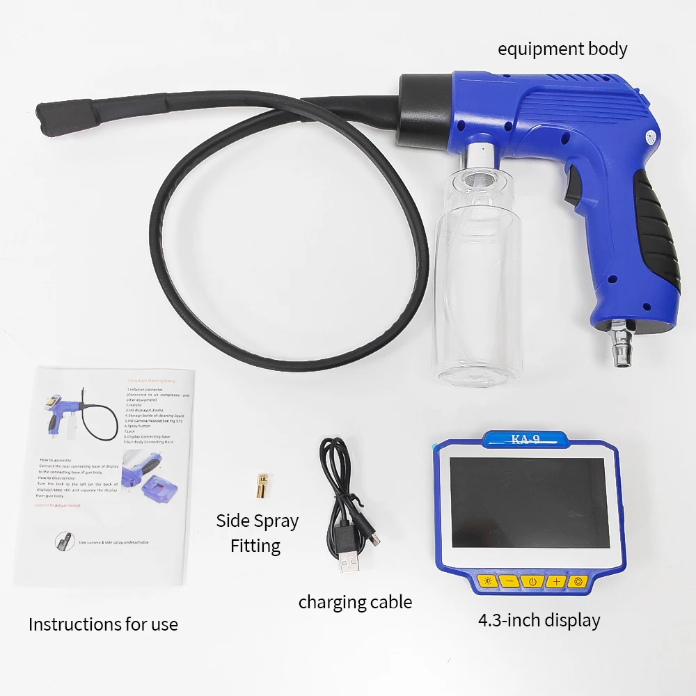 سيارة تكييف الهواء تنظيف Borescope صندوق المبخر البصرية رذاذ نظافة الرش المباشر الجانب رذاذ مع شاشة عرض 4.3 بوصة #6