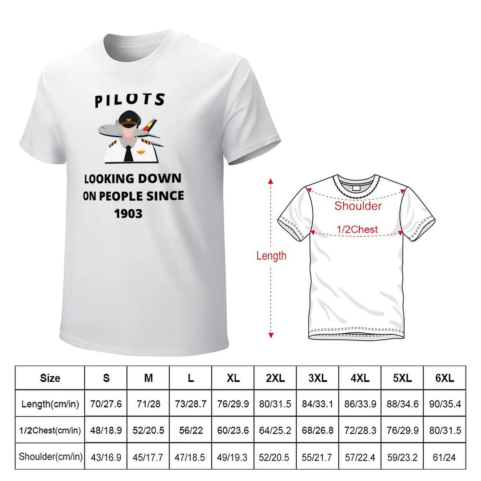 pilots looking down for people since 1903 T-Shirt customizeds vintage Aesthetic clothing mens t shirts casual stylish