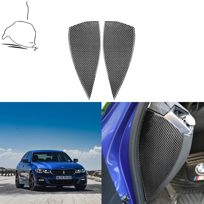 

For BMW 3 Series G20 G28 325li 330d 335 2019 2020 2021 Car Door Buffer Panel 2 Pieces Cover Carbon Fiber Interior Trim Sticker