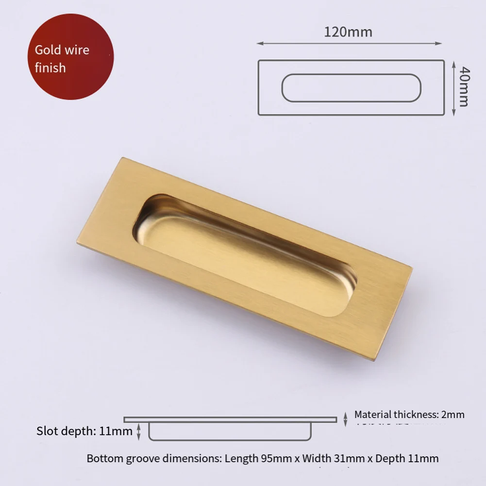 Stainless steel sliding door handles for cabinets drawers recessed concealed furniture pulls 120 mm length 40 mm width set of 2