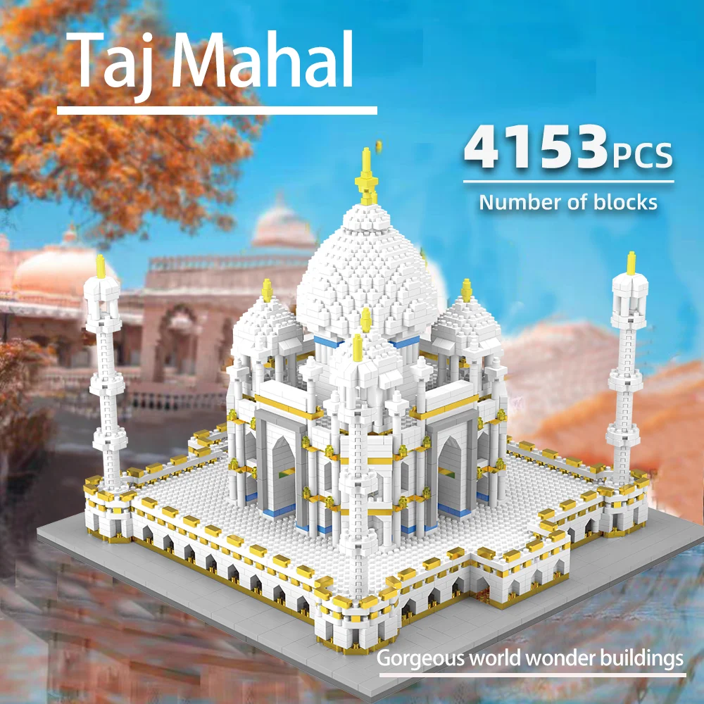 4153PCS Taj Mahal, Indian Architecture, Classic Puzzle Toys, Miniature Building Block Sets, Models,Girls,Boys,Adults