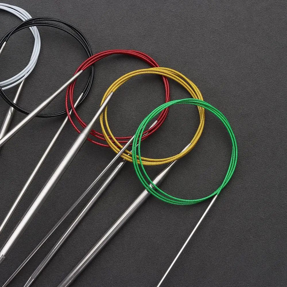 40/100cm Circular Knitting Needles Round Metal Circle Stainless Steel Crochet Hook DIY Weaving Needlework Supplies Sewing Pins