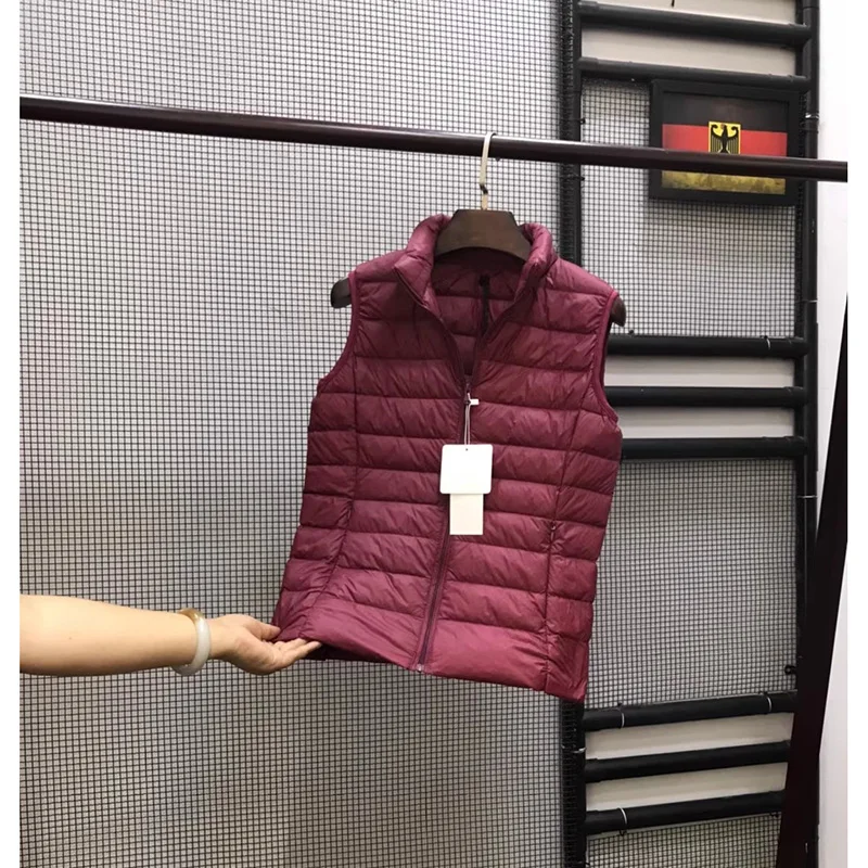 Vrouwen Slanke Mouwloze Rits Donsjacks 2023 Herfst Winter Warme Vrouwen Vesten Draagbare Ultralight Witte Eendendons Vest