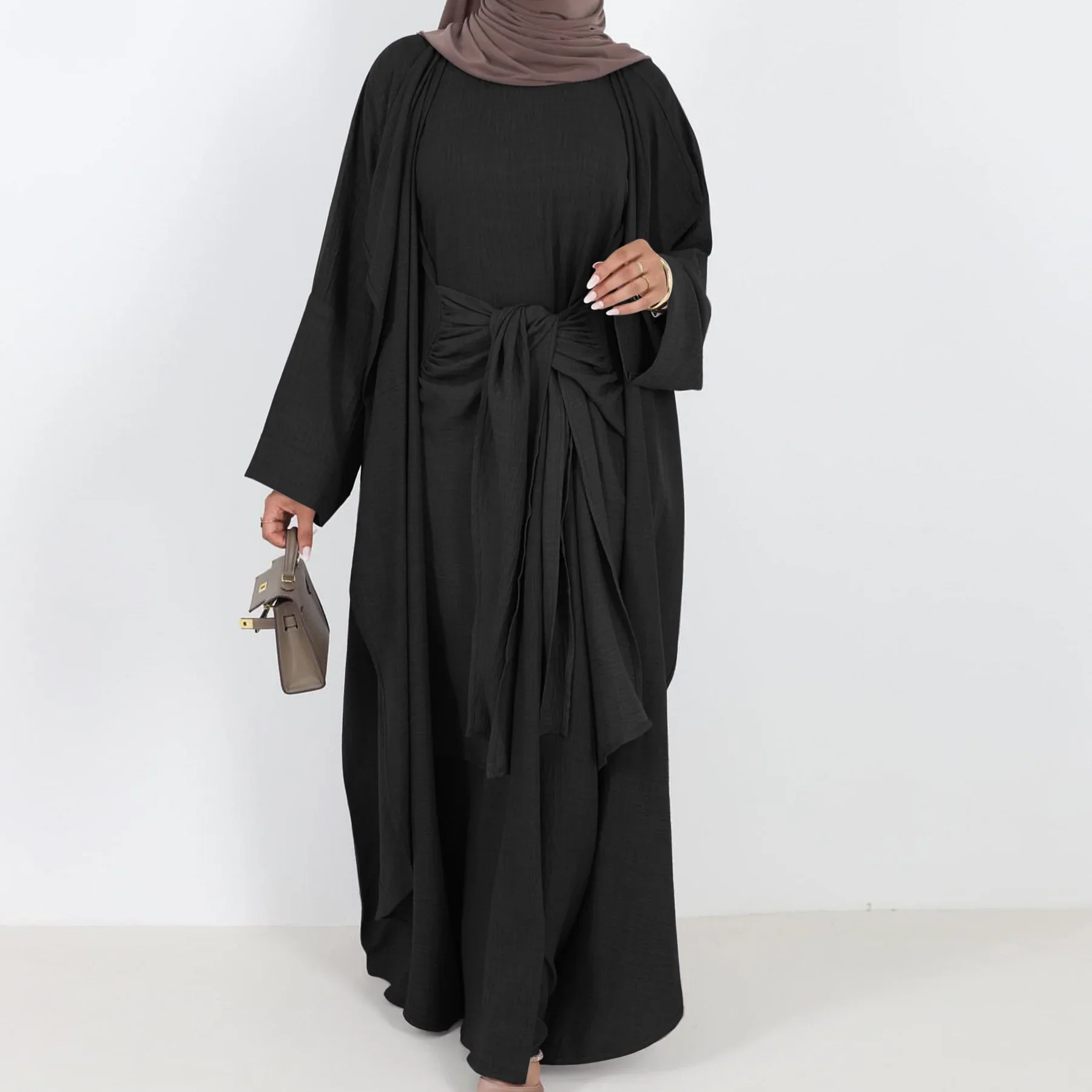 Eid ramadan abayas para mulheres dubai kaftan quimono aberto abaya islam roupas robe conjuntos muçulmanos kebaya jalabiya árabe caftan outfit