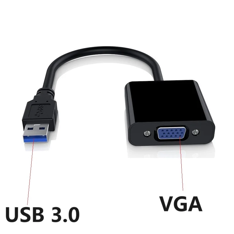 Konverter kabel adaptor USB 3.0 ke VGA, konverter adaptor USB 3.0 ke VGA pria wanita untuk PC HDTV komputer proyektor TV