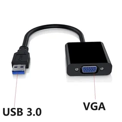 Adaptador USB 3,0 a VGA, convertidor de Cable macho a hembra, USB 3,0 a VGA, para PC, HDTV, ordenador, proyector, TV