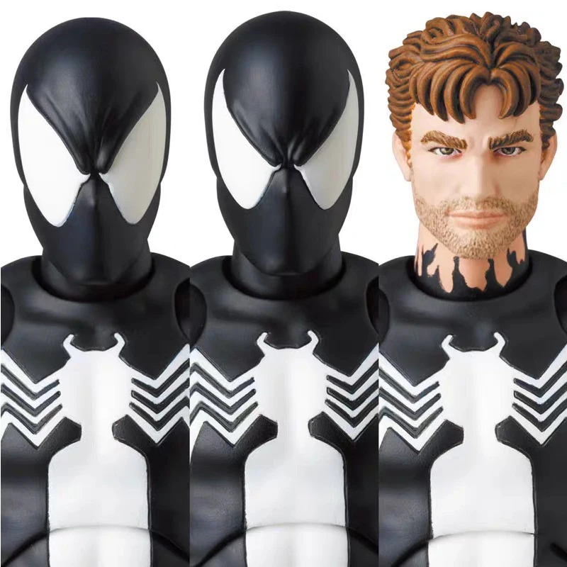 Mafex Black Spider-Man Action Figure PVC Movable Collection 16cm Amazing Maf 147 Venom Spiderman Peter Parker Figurine Model Toy