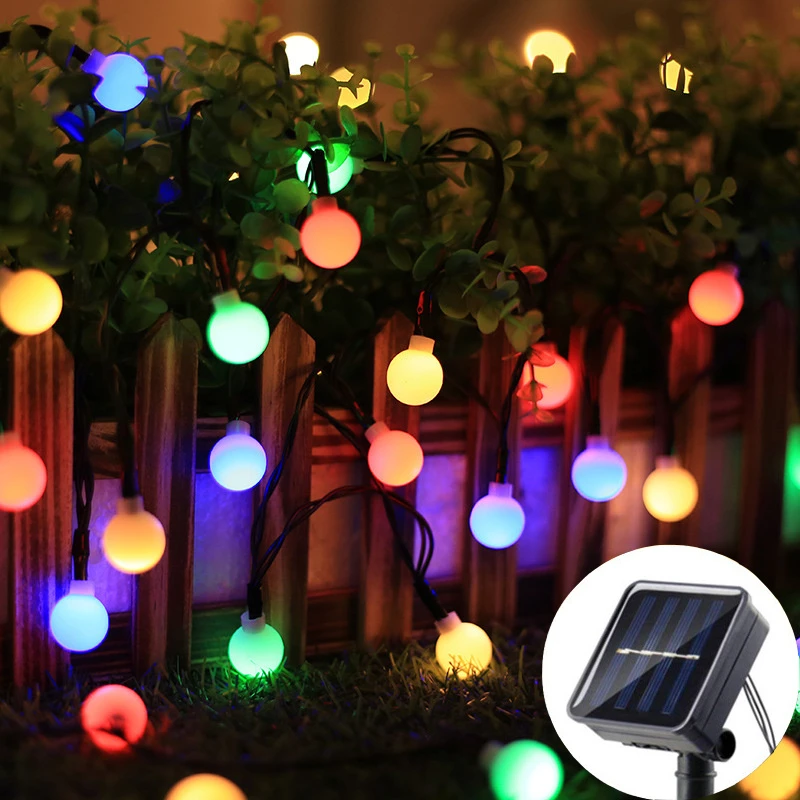 Solar Outdoor String Lights 20/50/100LED Round Ball Fairy Lights Solar Globe Light for Garden Wedding Party Christmas Decoration