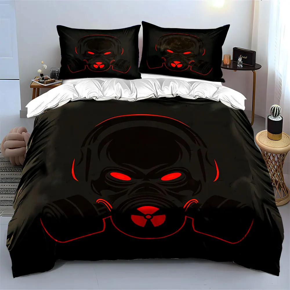 

"Radiation Mask Themed Decoration Set" Bedding Set with 1 Duvet Cover 2 Pillowcases Single Double King Queen, Gift