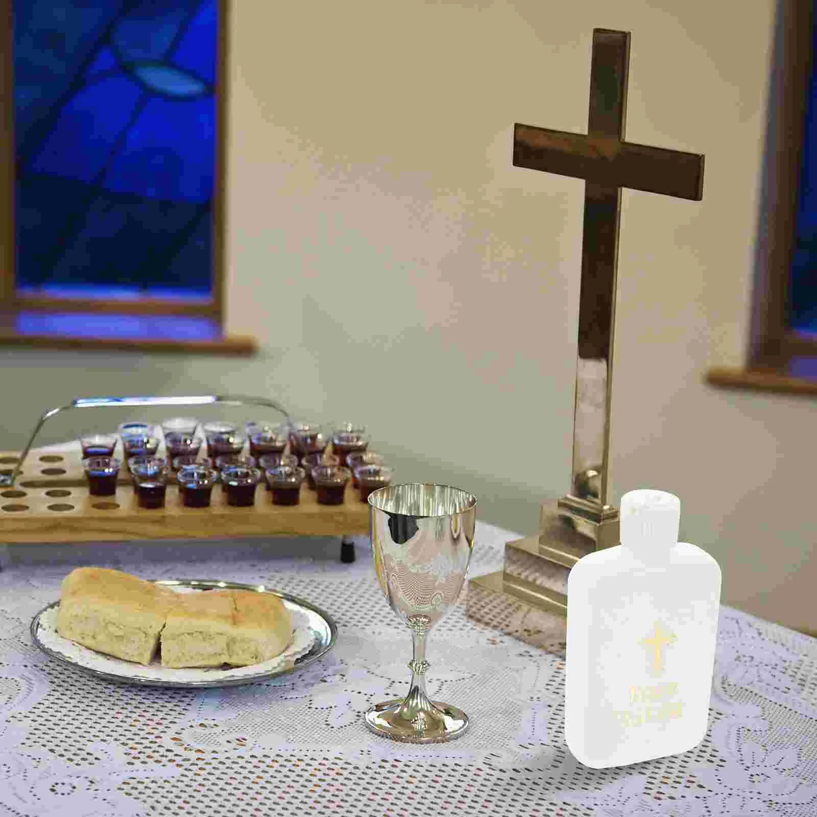 6 Pcs Holy Water Bottle Exorcism Bottles Plastic Container Refillable Church Decorative Accessories Bride Gold Cross