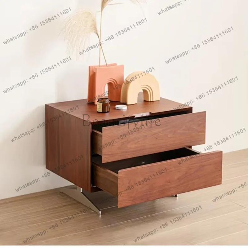 YJ  Italian Light Luxury Design Simple Modern Bedside High-end Side Cabinet Corner Few Solid Wood Nordic Bedside Cabinet