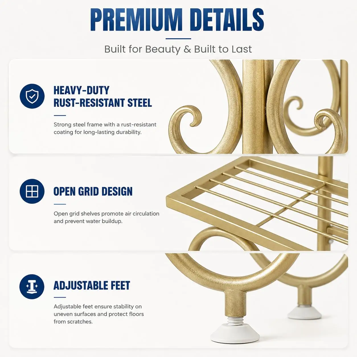 4 Tier Metal Plant Stand for Multiple Plants, Heavy Duty Iron Flower Pot Holder Rack, Indoor Outdoor Corner Plant Shelf, Vertical Planter Display Stand for Balcony, Garden, Patio, Living Room image 4