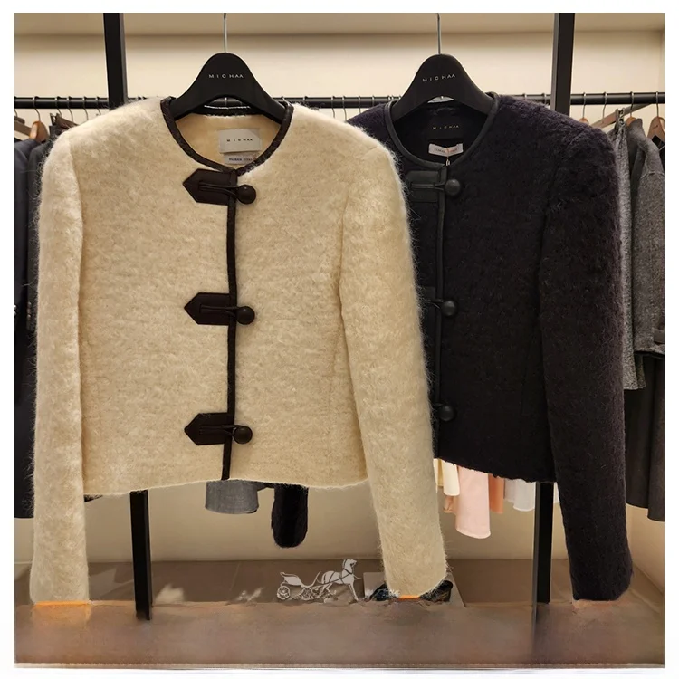 

Шерстяное клетчатое круглое пальто Ne ort для женщин, универсальное верхнее пальто на пуговицах, длинное свековое теплое изоляционное пальто