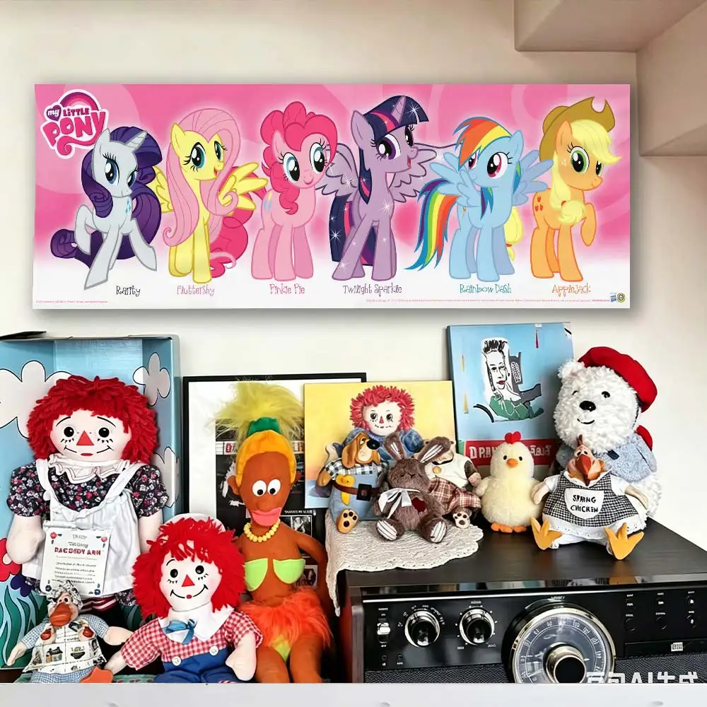 My Little Pony Alle Hauptfiguren Rosa Vertikaler Langer Wandteppich Kinder Cartoon Wandbehang – Detail 5