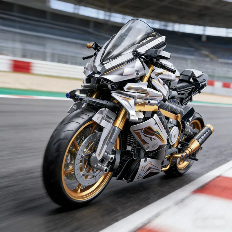 

Техническая модель мотоцикла MOC Platinum 1:5, реплика из кирпичиков, с трансмиссией и подвижным поршнем, конструктор, игрушка для детей, подарок