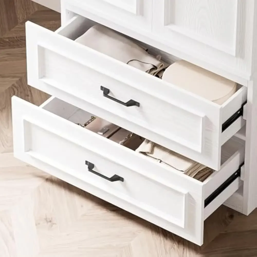 ตู้เสื้อผ้าแบบตั้งพื้นขนาด 70 นิ้ว พร้อมบานประตู 2 บาน และลิ้นชัก 2 ชั้น ทำจากไม้ สำหรับห้องนอน ใช้แขวนเสื้อผ้าได้