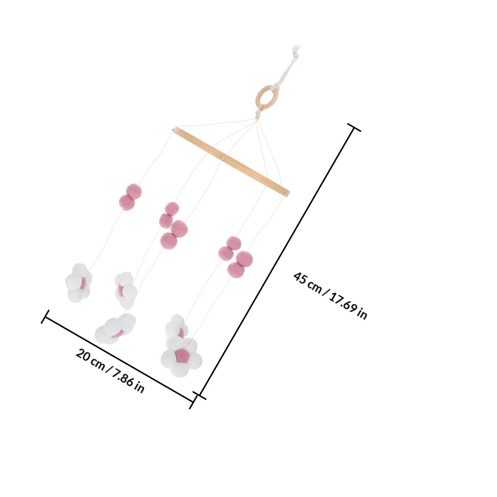2 Piezas de Decoración para Cuarto de Bebé, Móvil de Cuna Estilo Nórdico Boho, Móvil Colgante de Madera con Pompones y Flores para Niñas, Juguetes para Cuna
