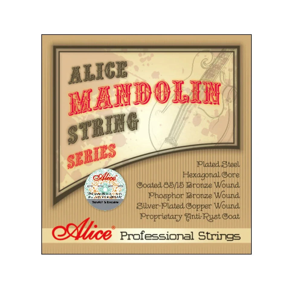 Alice AM06 Mandolin Strings Set .010-.034 Coated 85/15 Bronze Wound Plated Steel 4 Strings Anti Rust Coat