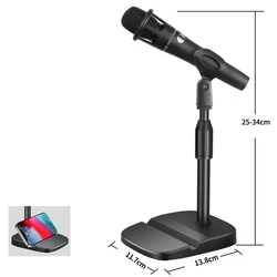 Desktop Stand Microphone Stand Adjustable Black Desktop Microphone Stand Mic Clip Microphone Stand Mobile Phone Bracket