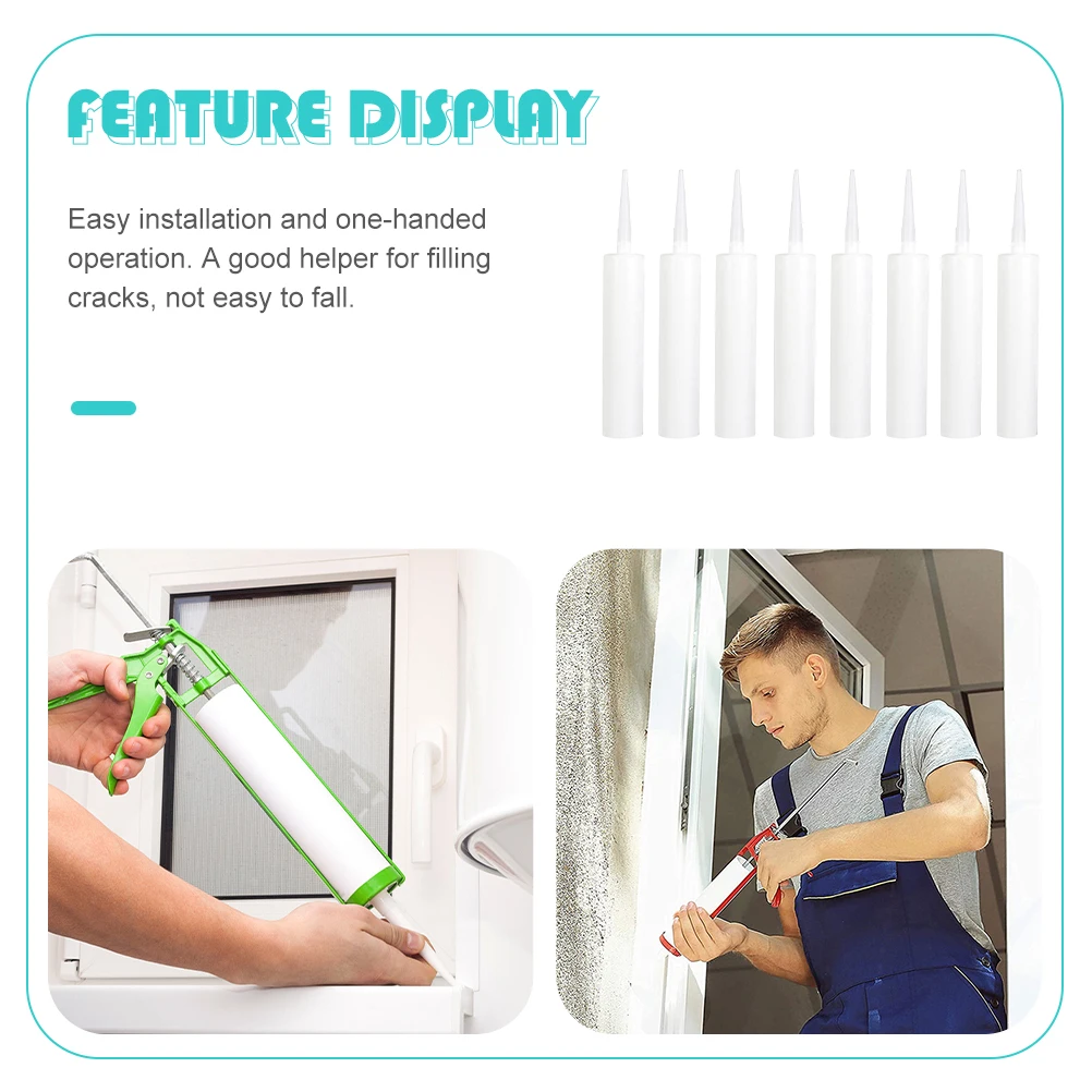 

8Pcs White Caulking Tubes Reusable Durable Plastic for Sealing Filling Cracks in Tanks Sinks Use Save Time Money