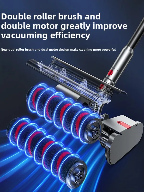 Wireless Vacuum Cleaner, Household Brushless Motor, Handheld Double Roller Brush Vacuum Cleaner, Automatic All-in-one Machine