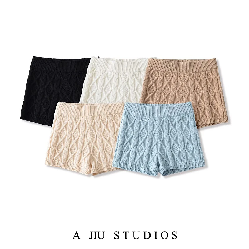 

Fashionable High Waist Knitted Short Pants Women's Slimming Leg Lengthening Outdoor Wear Versatile Hot Pants Bodycon Shorts